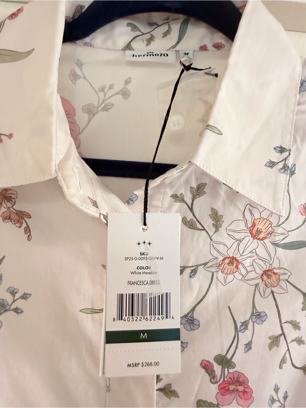 Hermoza / Francesca White Meadow Button-Front Midi Shirt Dress - Sz. M - NWT - Picture 10 of 15